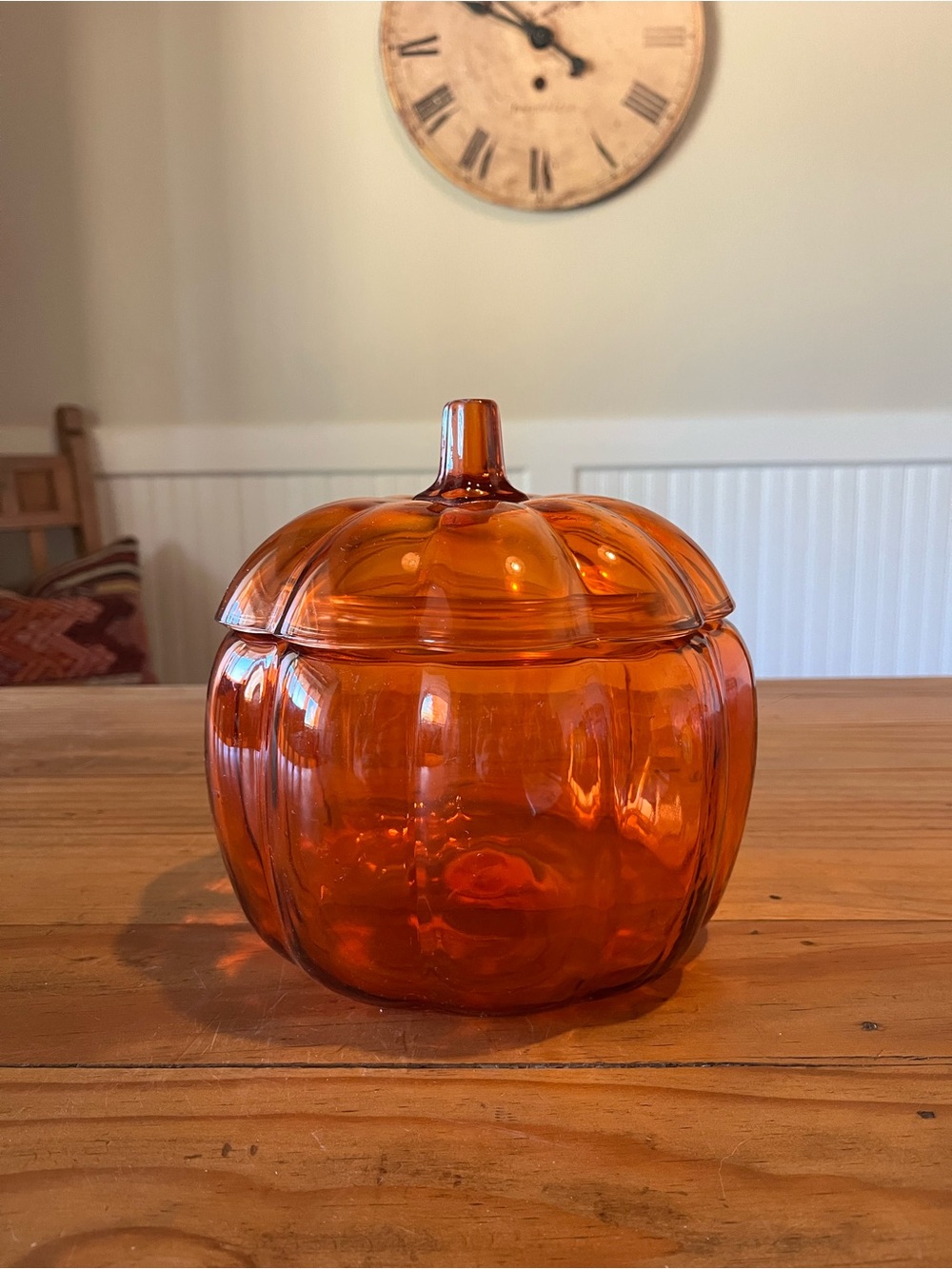 Vintage Anchor Hocking Orange Glass Pumpkin